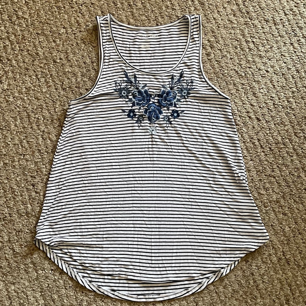 American Eagle Striped Floral Tank Top